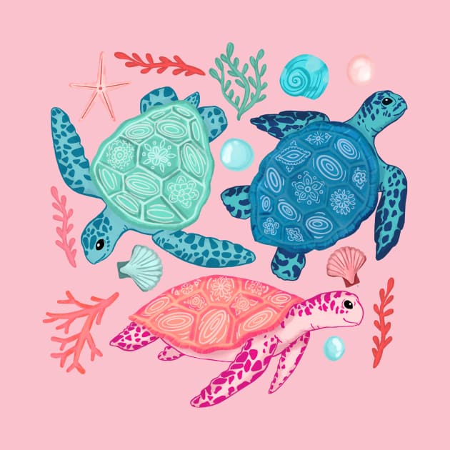 Paradise Beach Turtles by tangerinetane