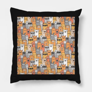 Monsters & Friends in Orange Pillow