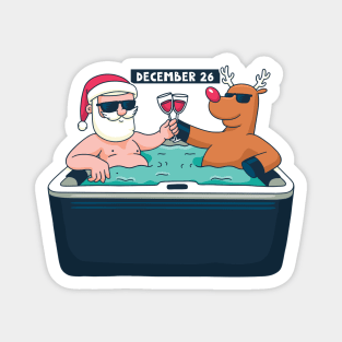 Santa and Rudolph in Hot Tub Magnet