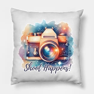 Shoot Happens photography watercolor Pillow