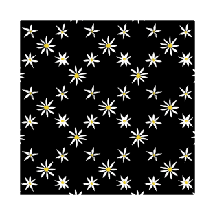 Daisy trellis on black T-Shirt