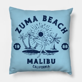 Vintage Zuma Beach Surfing // Retro California Beach Malibu 1988 Pillow