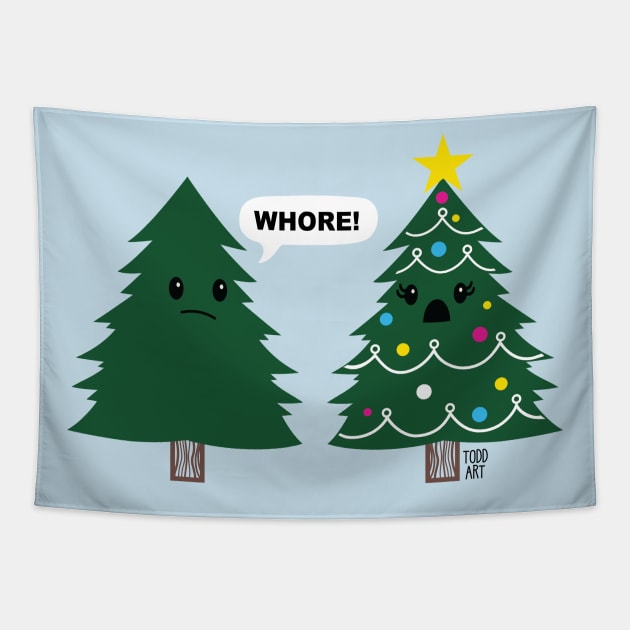 XMAS TREE WHORE Tapestry by toddgoldmanart