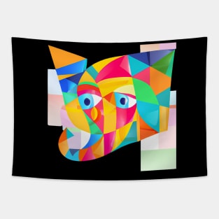 Cute Elephant - Funky Colorful Geometric Design Tapestry