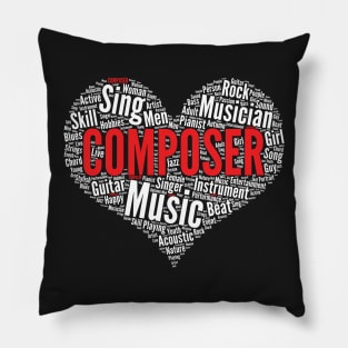 Classical Music Composer Heart Shape Word Cloud Design product Pillow