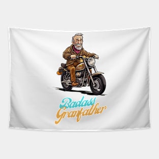 Badass Grandfather on a motorbike Tapestry