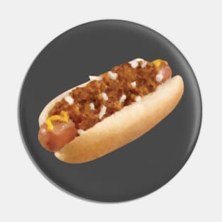 Chili Dog Hot Dog Illustration Pin