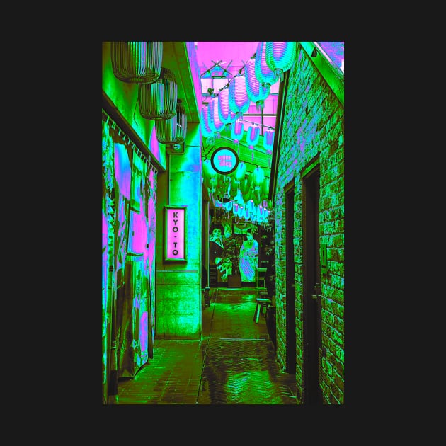 Kyoto Japan City Alley with Geisha Vaporwave by GLITCH.HUB