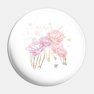 peonies in hand pink illustration Pin