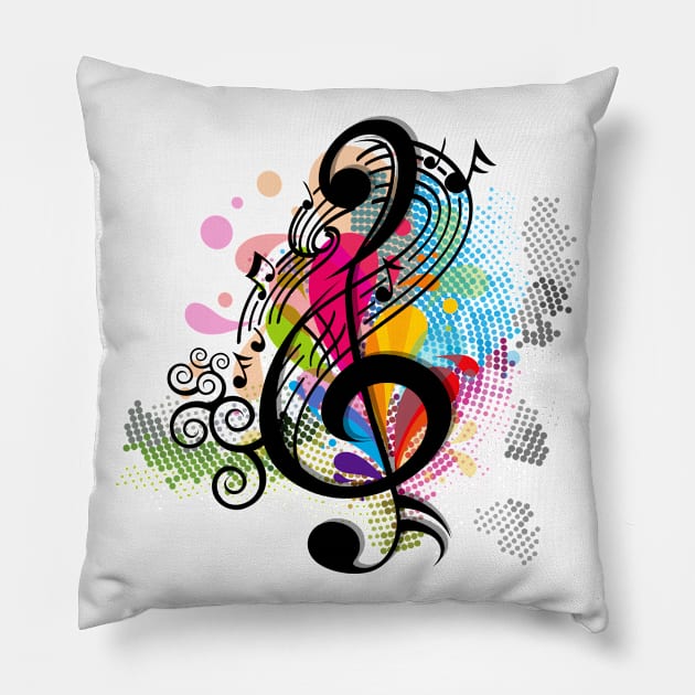Music Makes Life Colorful Pillow by The Lucid Frog