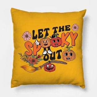 Groovy,Let Spooky-Retro Halloween,Vintage Design Pillow