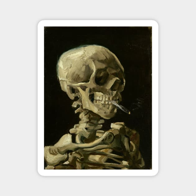 Skull of a Skeleton with Burning Cigarette by Vincent van Gogh Magnet by podartist