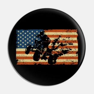 ATV QUad USA Flag Grunge Pin