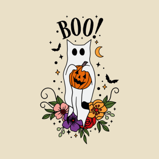 Halloween Cat Ghost T-Shirt