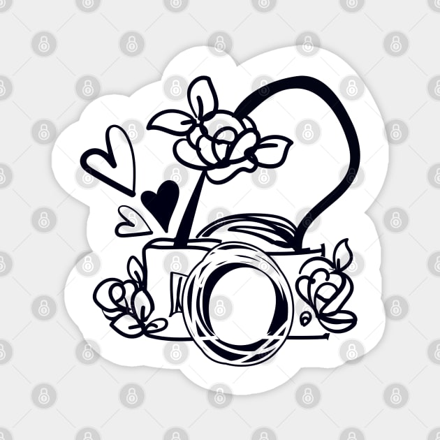 digital camera with flowers Magnet by princessmi-com
