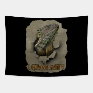 I Guana Party, Funny Iguana Party Animal Tapestry