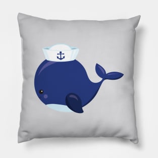 Sailor Whale, Little Whale, Cute Whale, Blue Whale Pillow