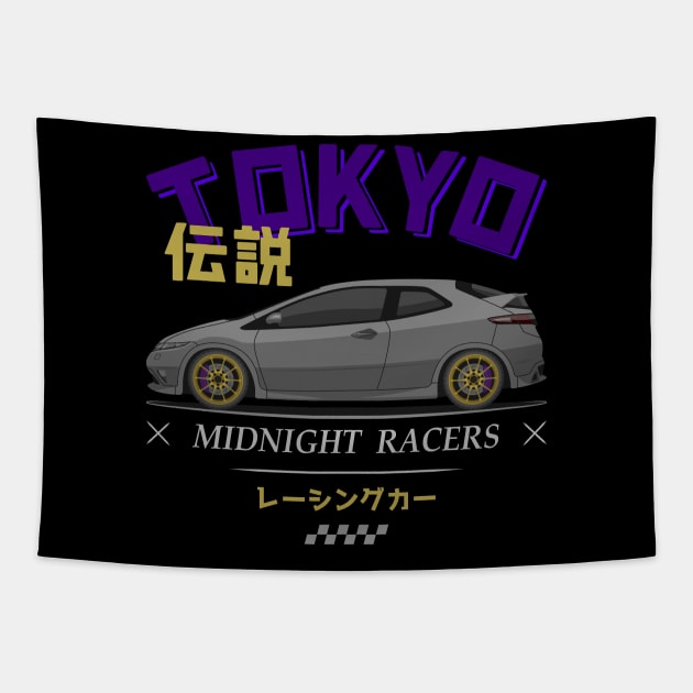 Midnight Racer Silver FN2 JDM Tapestry by GoldenTuners