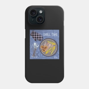 Grill Time on Blue Background Phone Case