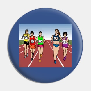 Jogging Marathon Runners And Train Pin