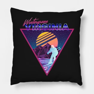 Retro Vaporwave Ski Mountain | Wintergreen Virginia | Shirts, Stickers, and More! Pillow