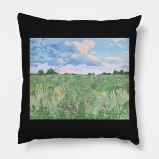 Cotton Sky Flower Field Pillow