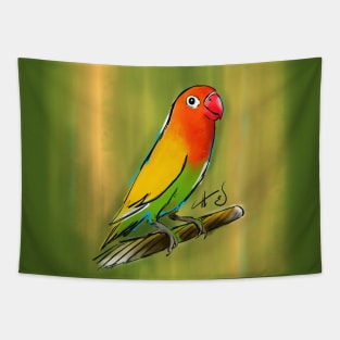 Fischer Lovebird Illustration Tapestry