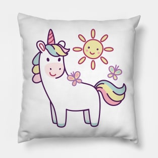 Cute Girl Unicorn With Sun Pillow