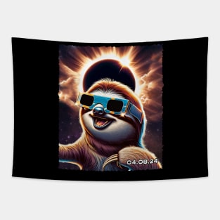 Lazy Eclipse Day: Sloth Observing the Solar Eclipse Shirt Graphic Tapestry