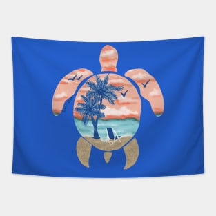 Love life ocean scene sea turtle design Tapestry