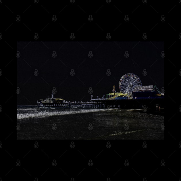 Black Neon Santa Monica Pier by Christine aka stine1