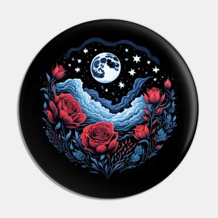 Starry Sky and Red Roses Pin