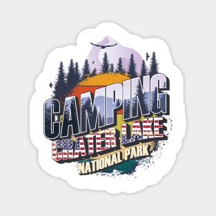 Camping Crater Lake National Park Vintage USA Best gift for campers Adventure gear Magnet