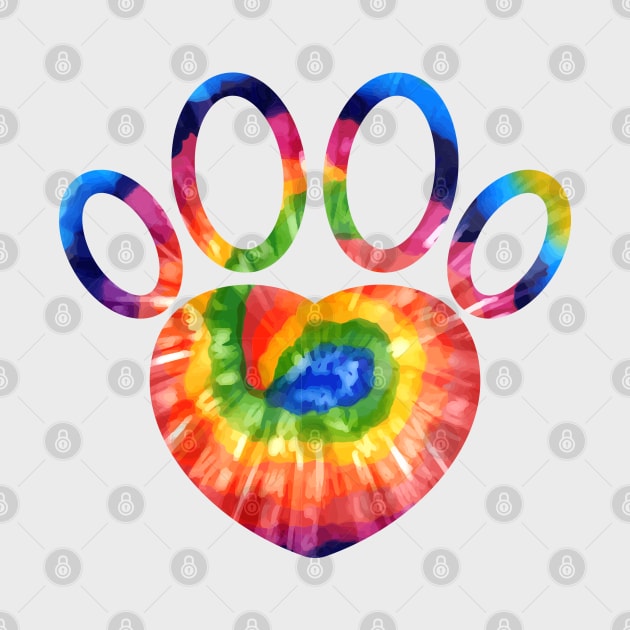 Dog Paw Tie Dye Cat Paw Print Animal Lover Birthday Tee Gift by kaza191