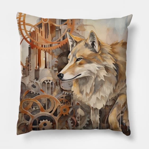 Fox castle steampunk Pillow by CircusValley