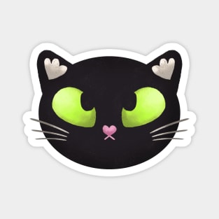 Funny Black Cat With Green Eyes Magnet