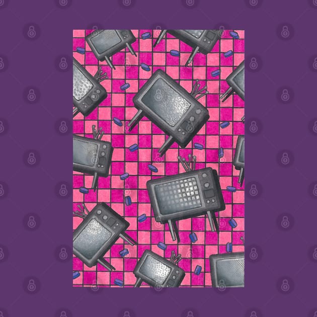 Checkerboard Black and White Televisions by AbbysRadArt