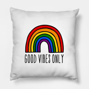 Good vibes only rainbow Pillow