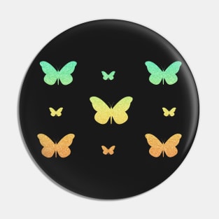 Teal Orange Ombre Faux Glitter Butterflies Pin