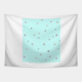 Pretty Y2K Glitter Stars Design in Baby Turquoise Tapestry