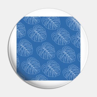 monstera tropical plant hawaii aloha print blue and white Pin