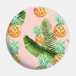 Pineapple Illustration Leaves Hawaiian Pink Tropical Pin