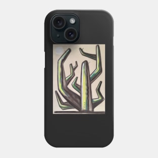 Green cactus chalk drawing Phone Case