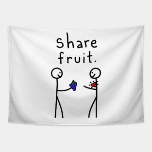 Stick Figures Share Fruit Tapestry