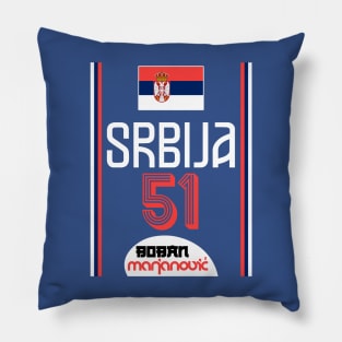 Boban Marjanovic Retro Serbia Euro Basketball Fan Art Pillow
