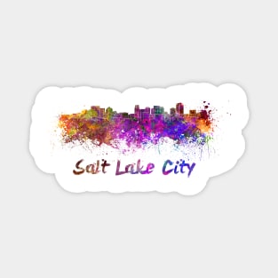 Salt Lake City skyline in watercolor Magnet