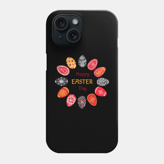 Happy Easter day Pysanka - circle of Easter eggs Phone Case by Wolshebnaja