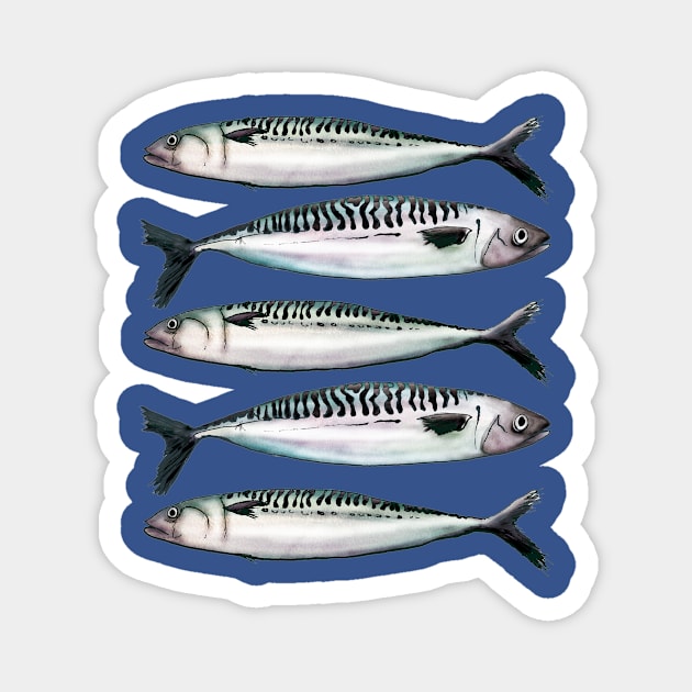 Mackerel - Watercolor fish illustration Magnet by AmandaDilworth