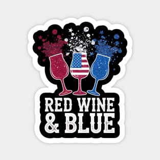 4th Of July Wine Glasses Red White Blue Patriotic Magnet