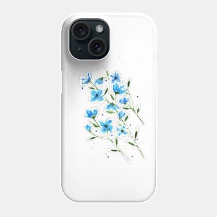 Blue daisies with black background Phone Case